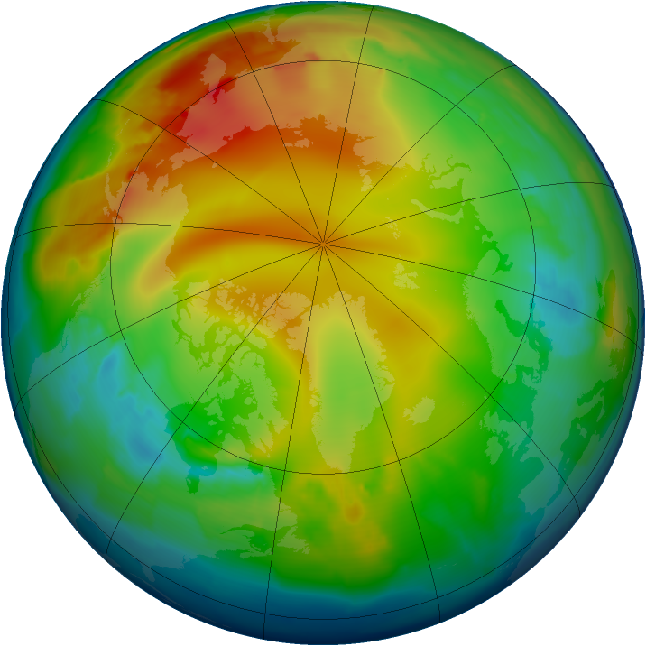 Arctic ozone map for 08 January 2013
